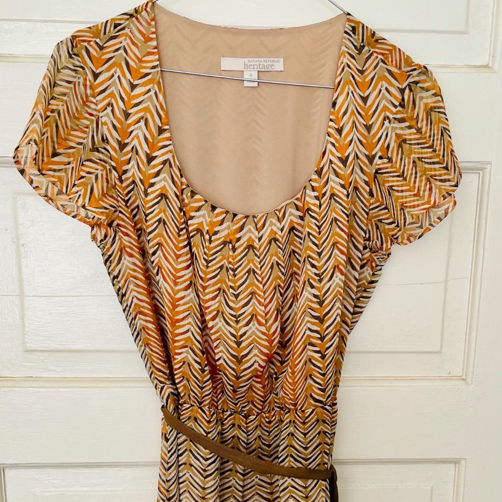 BR heritage, orange, brown and cream dress